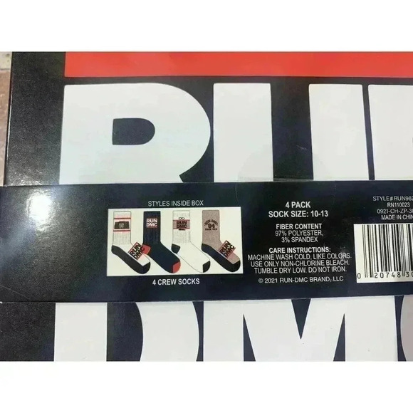 New Men’s Hip Hop Group Run Dmc 4 pack crew socks 10-13 - Picture 5 of 5